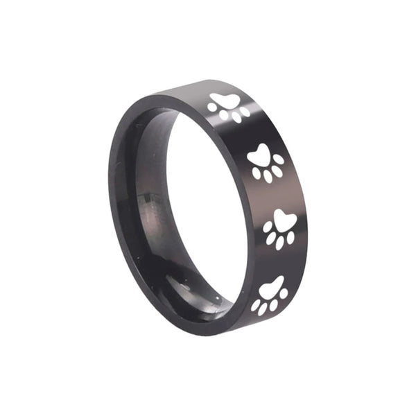 Cute Simple Stainless Steel Dog Paws Ring