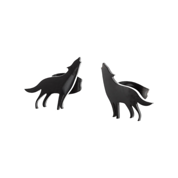 Simple Howling Wolves Stud Earrings