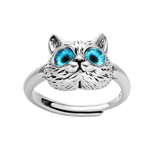 Adorable Colorful Eyes Cat Open Ring