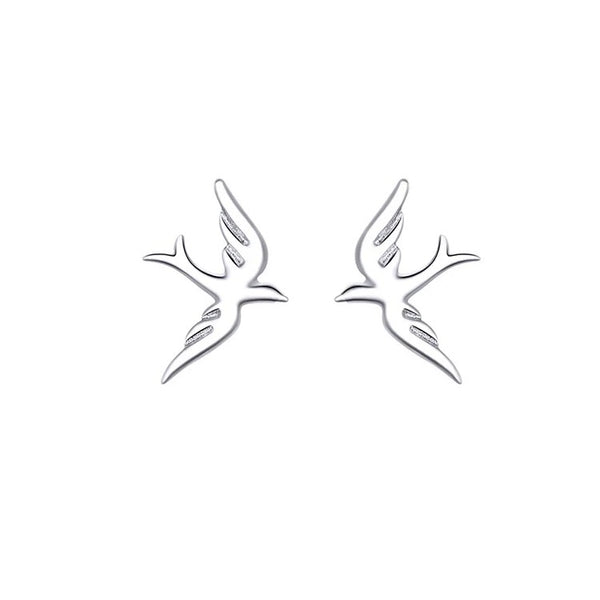 Amazing 925 Sterling Silver Swallow Bird Stud Earrings