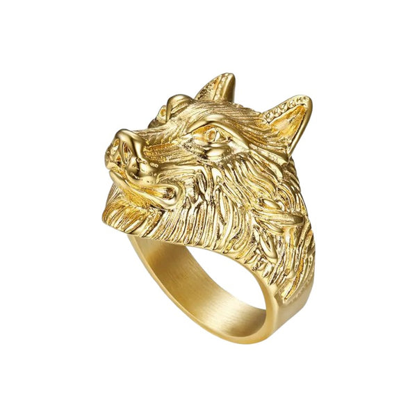 Unique Gold Plated Stainless Steel Wolf Ring