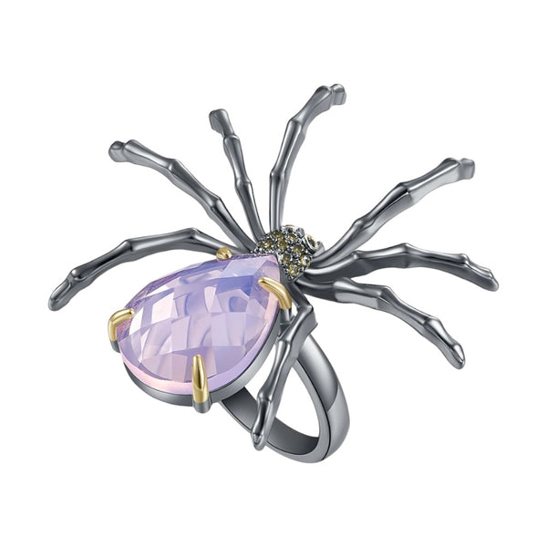 Luxurious Feminine Pink Opal Elegant Spider Ring