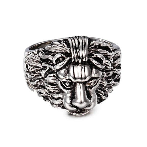 Simple Lion Face Stainless Steel Ring