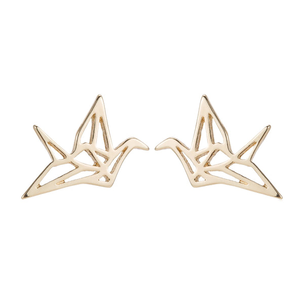 Cute Origami Stainless Steel Bird Earrings