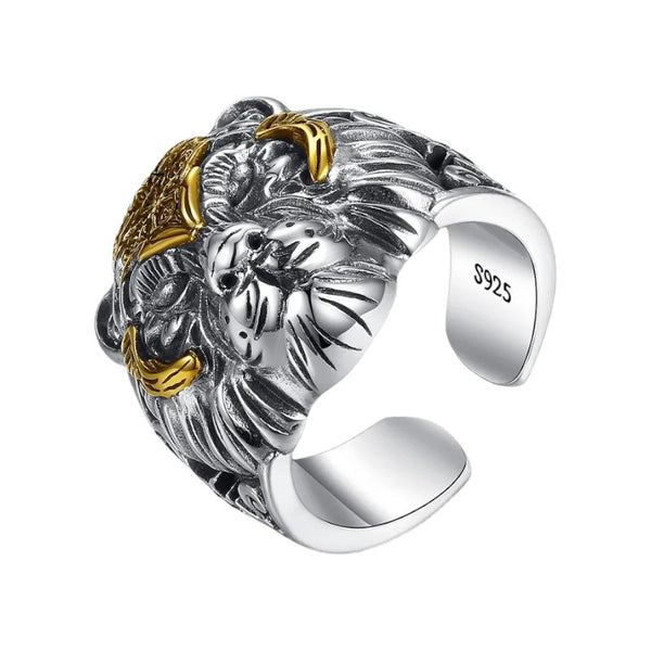 Luxury Pure Silver Plated Stainless Steel Tiger Ring