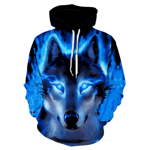 Blue Mana Power Wolf Hoodie