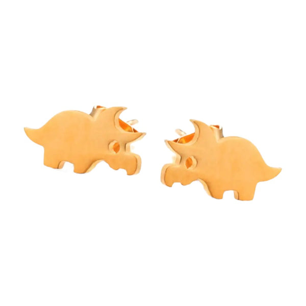 Triceratops Minimalist Dinosaur Stud Earrings