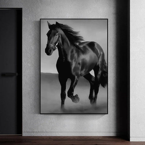 Modern Black Horse Art Canvas