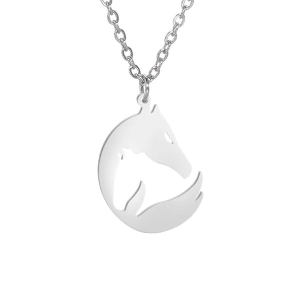 Amazing Double Hollow Horse Design Necklace