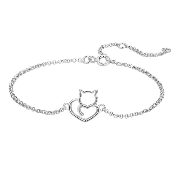 Luxury Pure S925 Silver Cat Love Bracelet