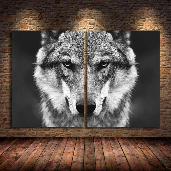 Sensational Black and White Wolf Face Canvases