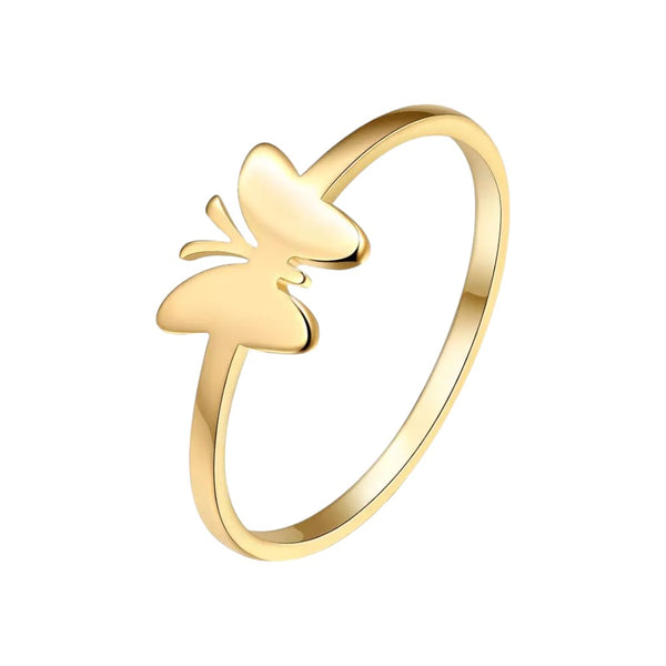 Minimalist Simple Butterfly Stainless Steel Ring