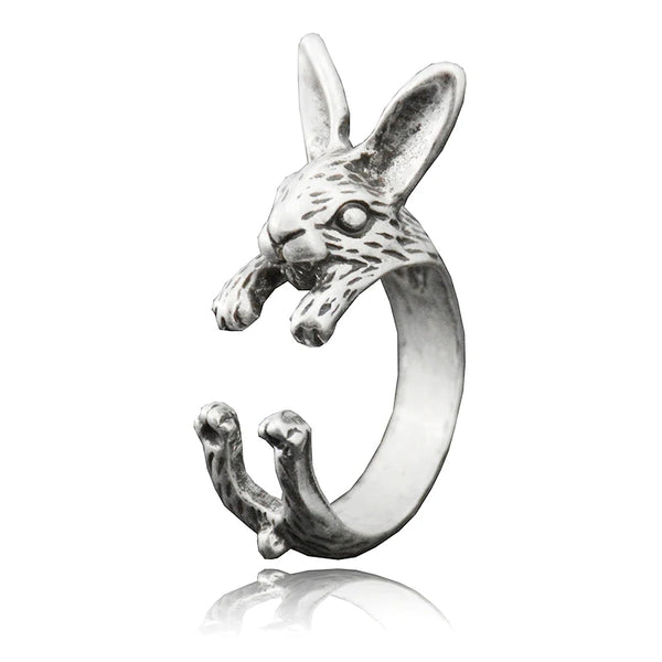 Unique Antique Silver Full Bunny Ring