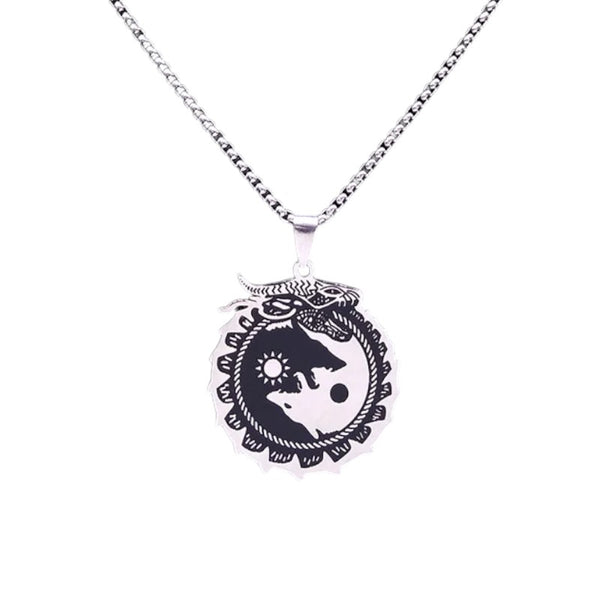 Sensational Yin Yang Dragon Wolf Necklace