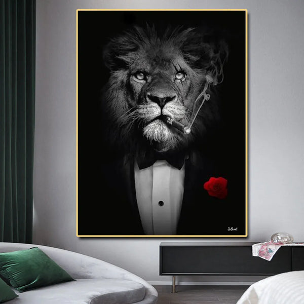 Mafia Lion in a Suit Canvas