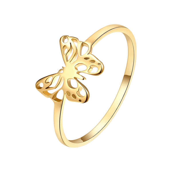 Minimalist Hollow Butterfly Stainless Steel Ring