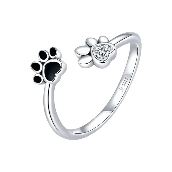 Pure S925 Silver Dog Paws Open Ring