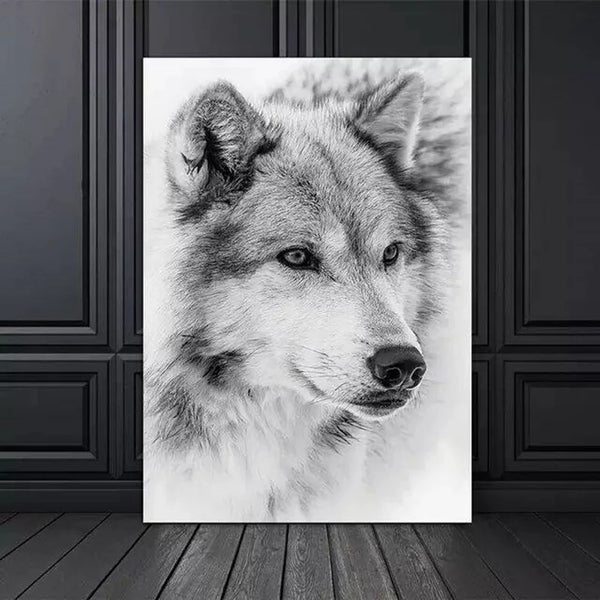 Modern Minimalism Style Black And White Wolf Canvas