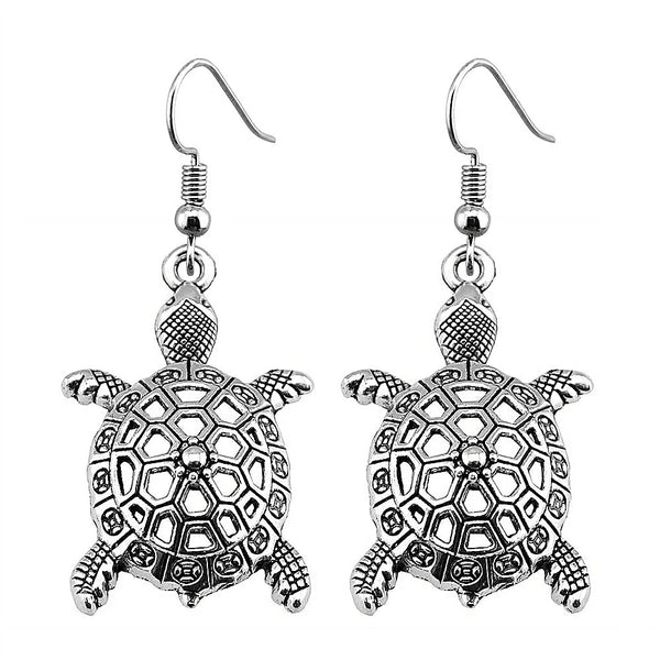 Simple Antique Style Turtle Drop Earrings