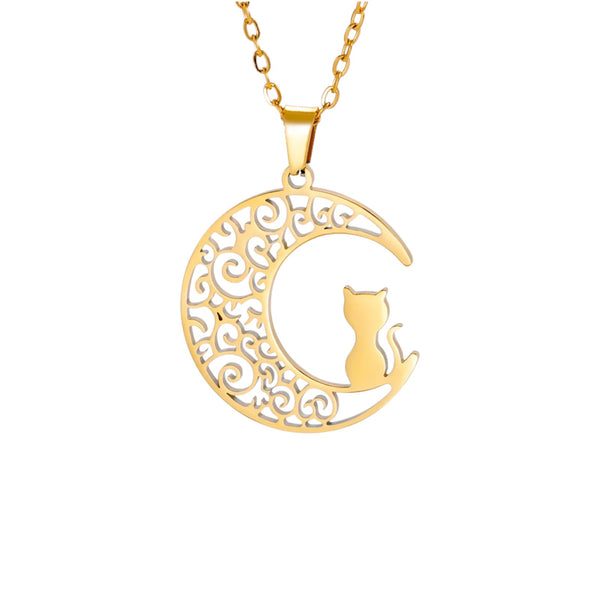 Creative Crescent Moon Cat Necklaces