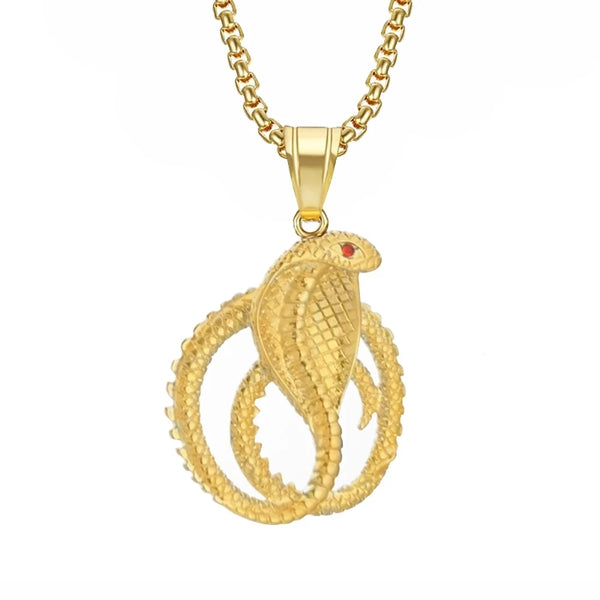 Stunning Gold Plated Stainless Steel Cobra Snake Necklace