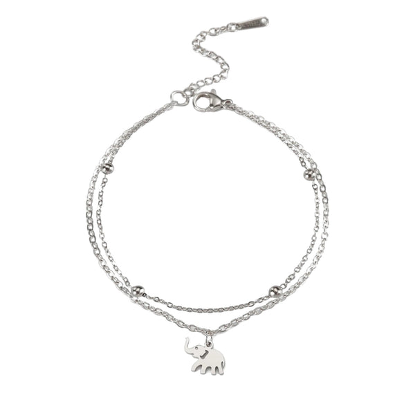 Gorgeous Simple Stainless Steel Elephant Double Bracelet