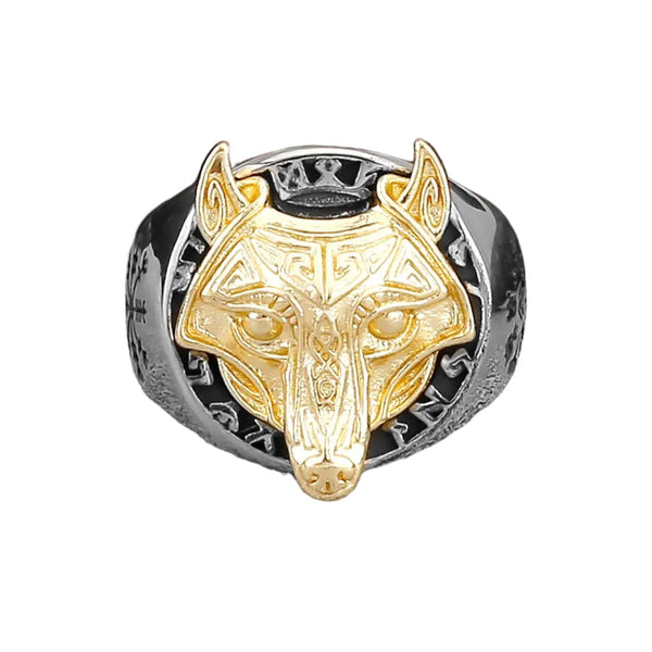 Gorgeous Stainless Steel Golden Wolf Ring