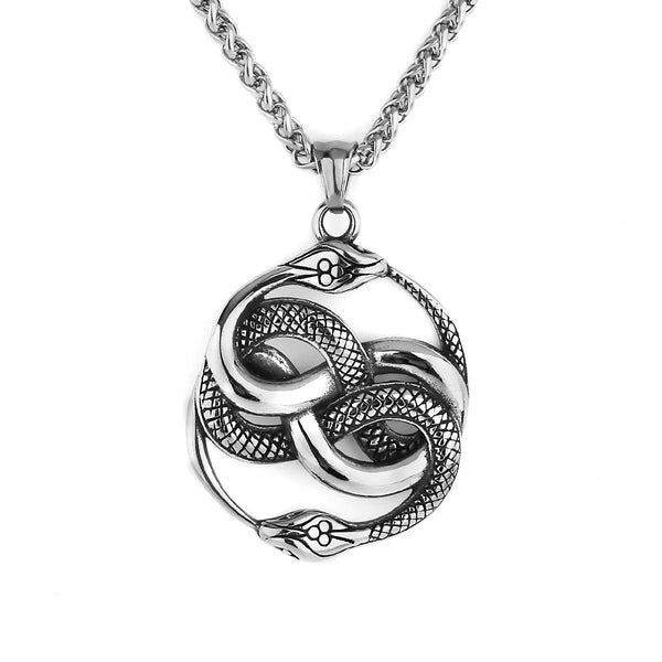 Retro Double Snake Round Necklace