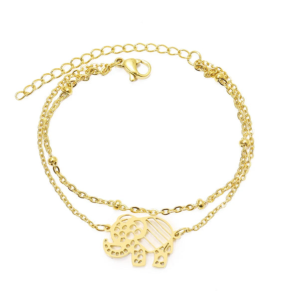 Superb Hollow Elephant Double Bracelet