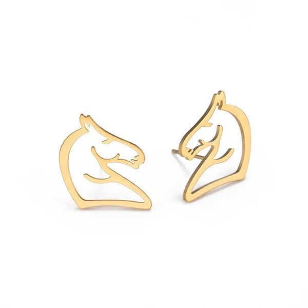 Amazing Simple Stainless Steel Horse Stud Earrings