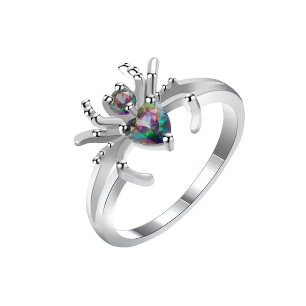 Superb Crystal Stainless Steel Spider Ring