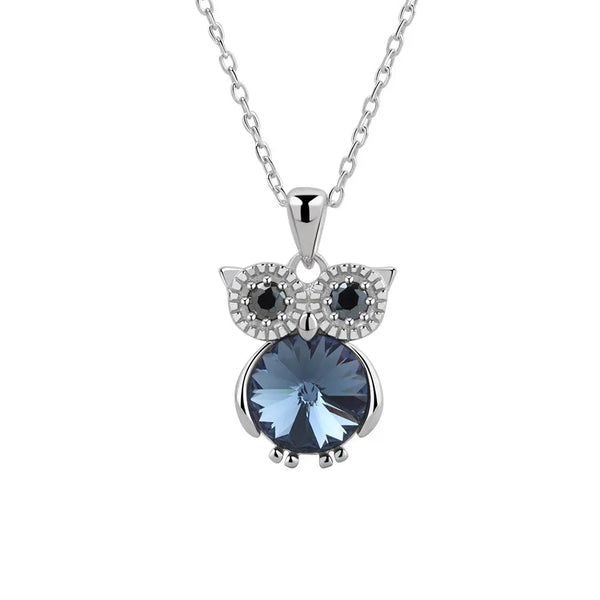 Luxurious Crystal Owl Silver Plated Necklace