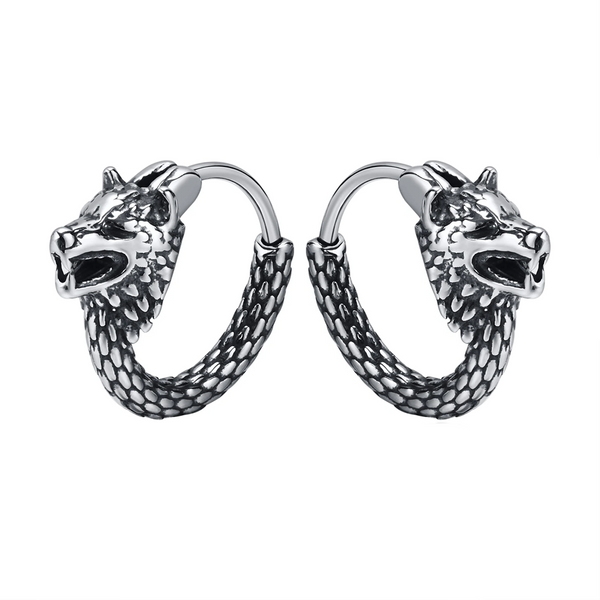 Wolf Head Hoop Earrings