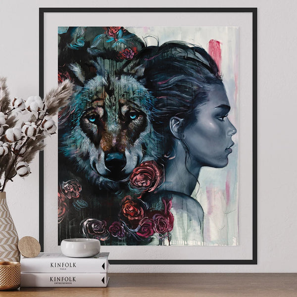 Wolf Soul and Woman Canvas