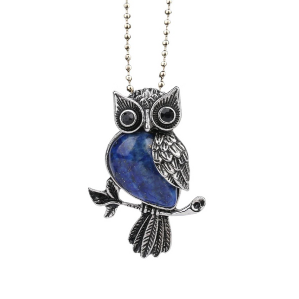 Sensational Pure Natural Crystal Stone Crystal Owl Necklace