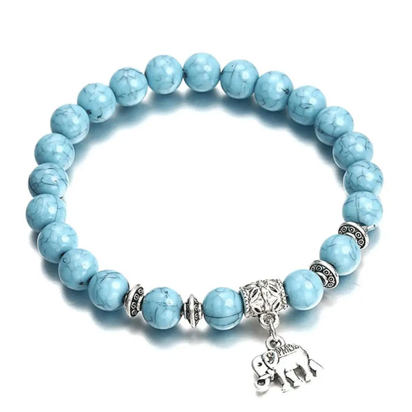 Gorgeous Turquoise Beaded Elastic Elephant Bracelet