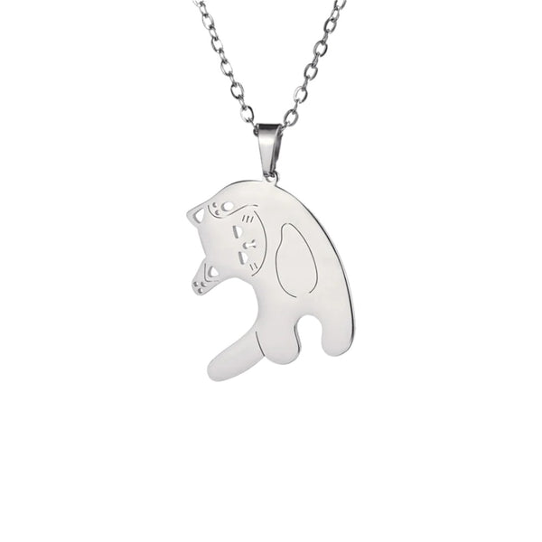 Stretching Cat Cute Necklace