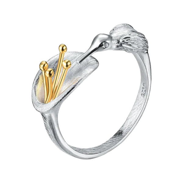 Luxury Pure 925 Sterling Silver Creative Bird Ring