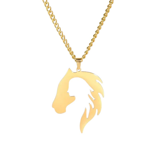 Horse Head Girl Silhouette Necklace