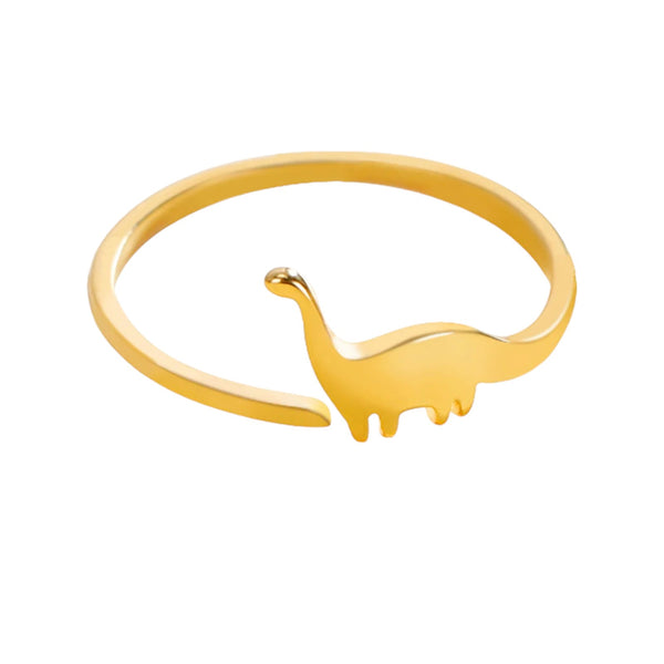 Minimalist Dinosaur Brachiosaurus Stainless Steel Open Ring