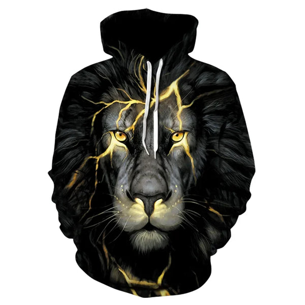 Lion Lightning Black and Golden Hoodie