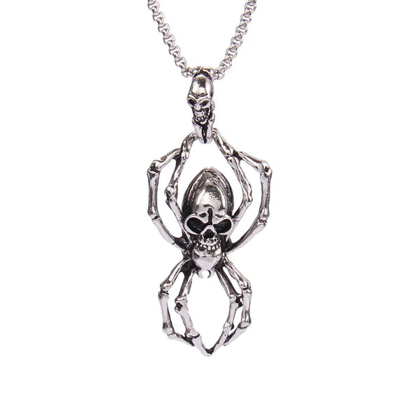 Exaggerated Spider Skull Necklace