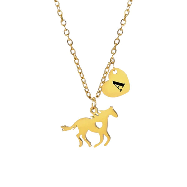 Horse Love Necklace with a Heart with Your Initial