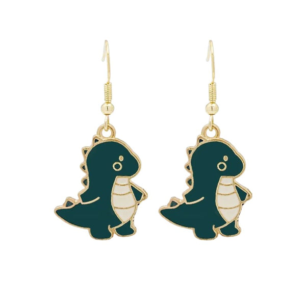 Cute Cartoon Green Dinosaur Drop Earrings