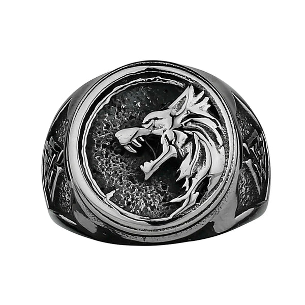 Viking Warrior Wolf Titanium Ring