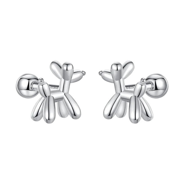 Pure 925 Sterling Silver Balloon Dog Stud Earrings