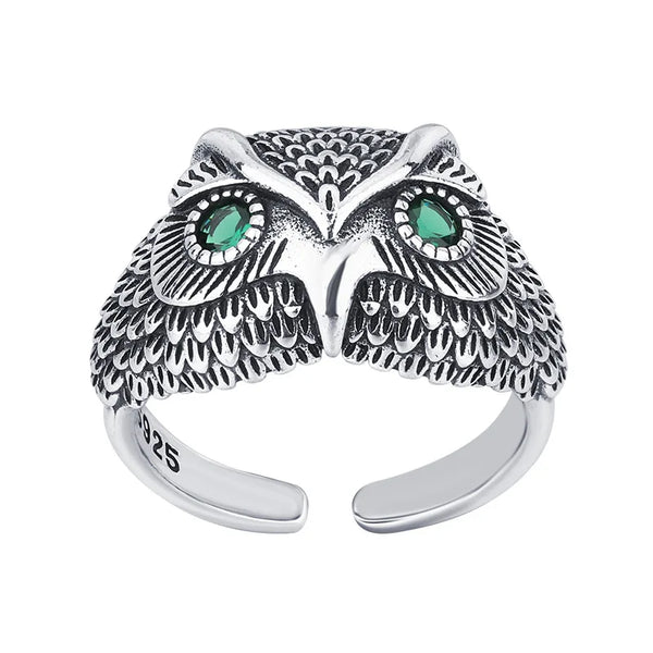 Gorgeous Silver Plated Zircon Owl Ring