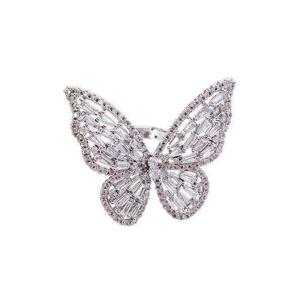 Stunning Shiny Crystal Butterfly Ring