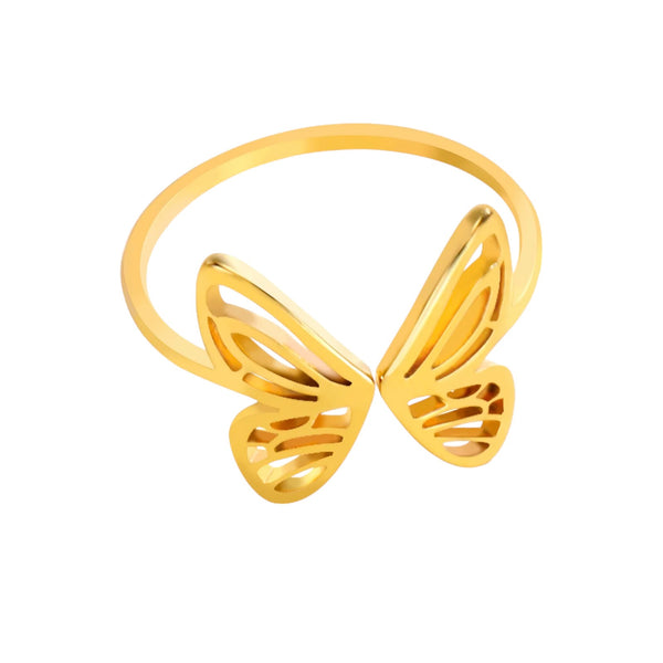 Simple Stainless Steel Open Butterfly Ring