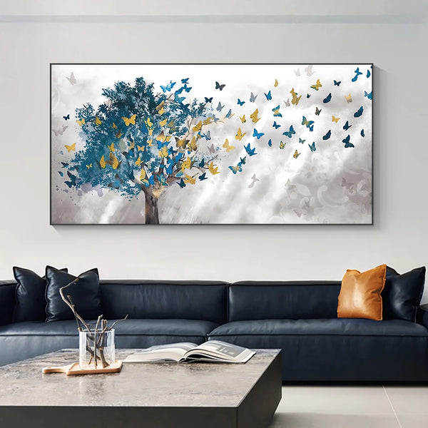 Stunning Butterflies Flying Out of a Tree Abstract Canvas